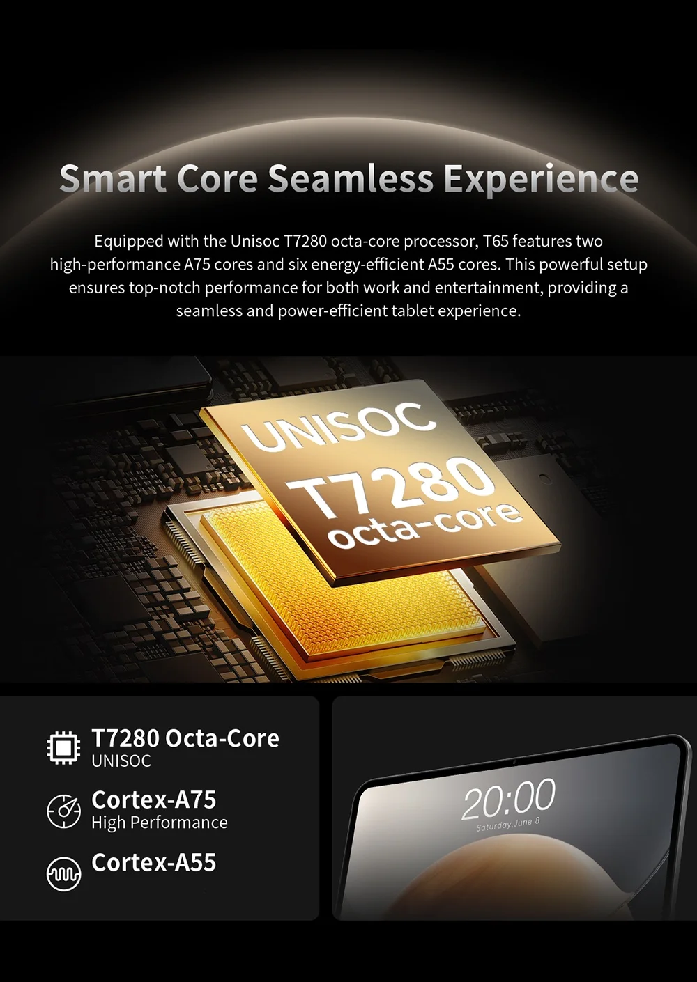 TECLAST T65 Tablet, 13.4-inch 120Hz Display, Android 16, T7280 8-Core CPU, 26GB RAM (6GB+20GB), 128GB ROM, 4G LTE, GPS, 8000mAh, Type-C Charging, Octa-Core Processor, High Performance Gaming Entertainment Learning Business Tablet PC