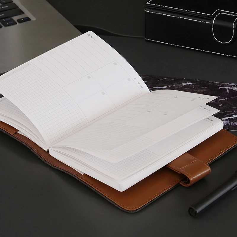 Kinbor a5 Caderno Pano Linho Manual Caixa de Verificação Página Interna Registro Livro Criativo Tendência a6 Bloco de Notas Plano Agenda Livro - Imagem 3