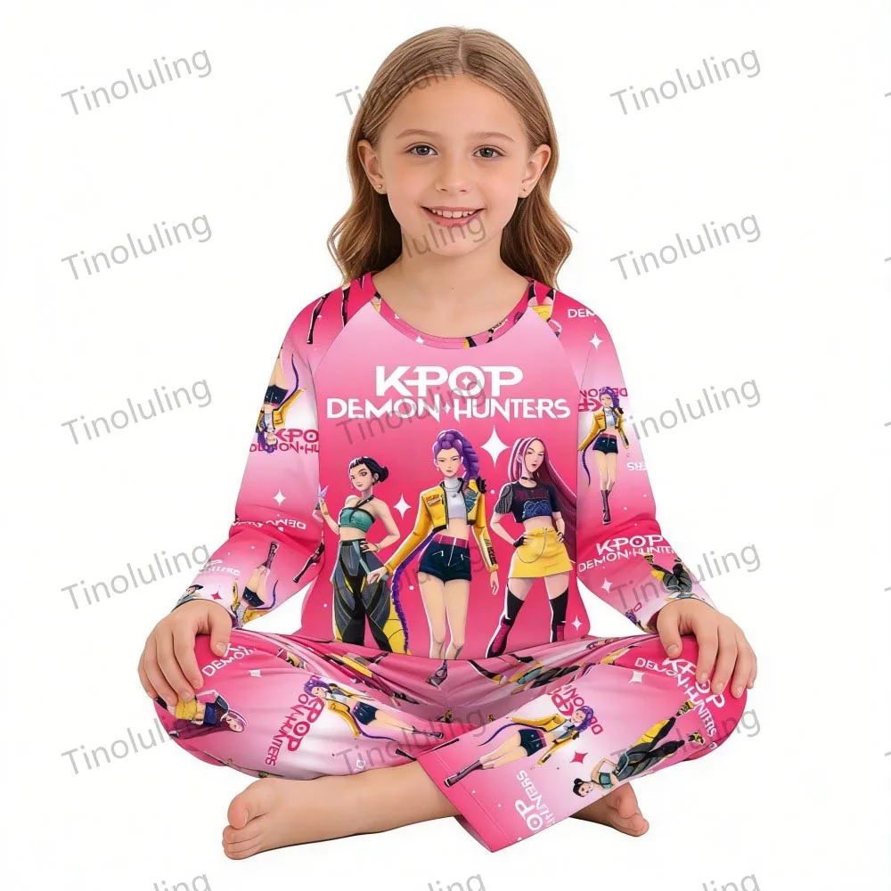 KPop Demon Hunters Huntrix Kids Pajamas Set Long Sleeve Girls Clothing 2pcs Children's Sleepwear Cartoon Boys Nightwear 3-14Y S6bf43022e6a64b5b97c8197c87e1c5201
