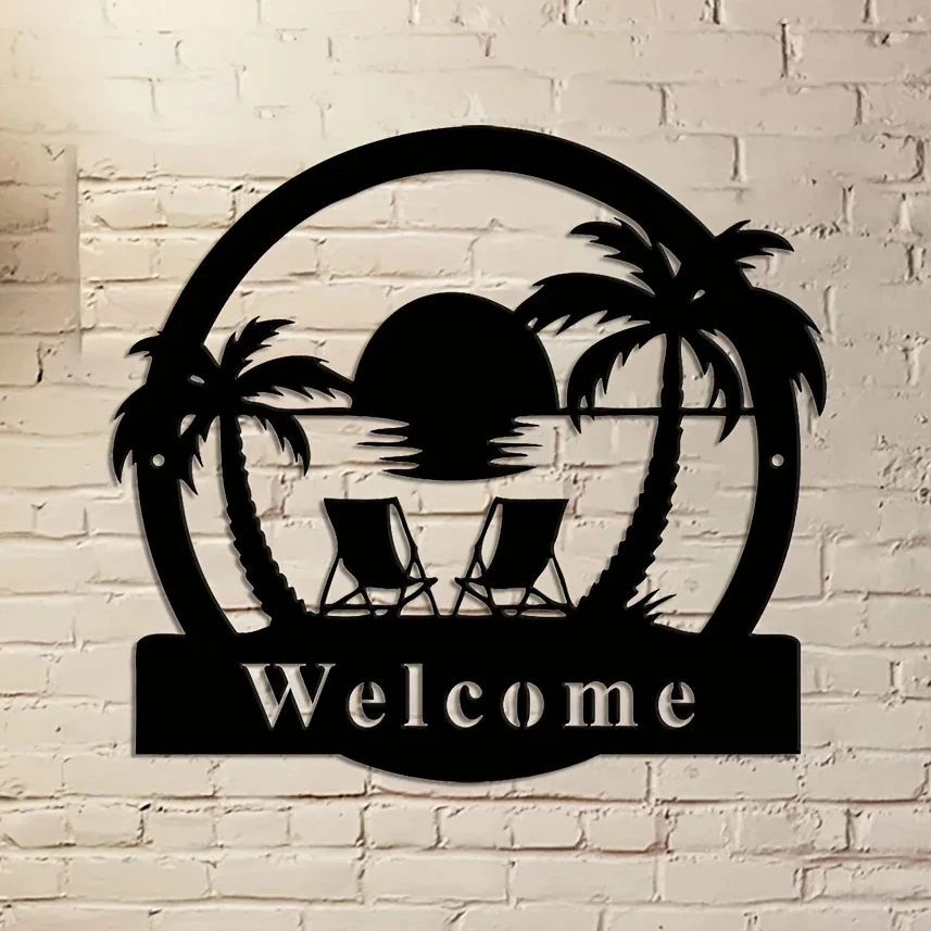 

Metal Palm Trees Sign, Porch Decor, Outdoor Palm Trees Metal Sign, Family Sign for Front Door Backyard Sign Tree Pool Sign Gift