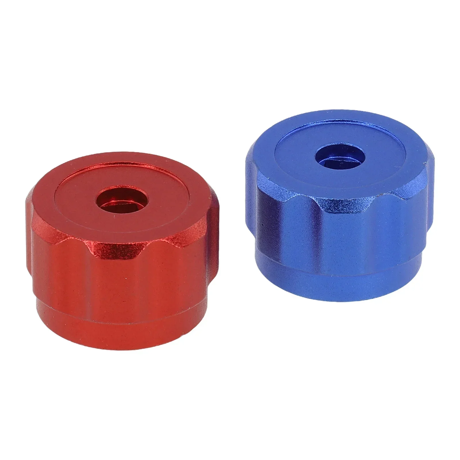 2pc Knob Handles Round Wheel Handle Faucet Handles Manifold Gauges Knob Aluminum Alloy Red Blue 6.6mmx6.6mm Square Mounting Port
