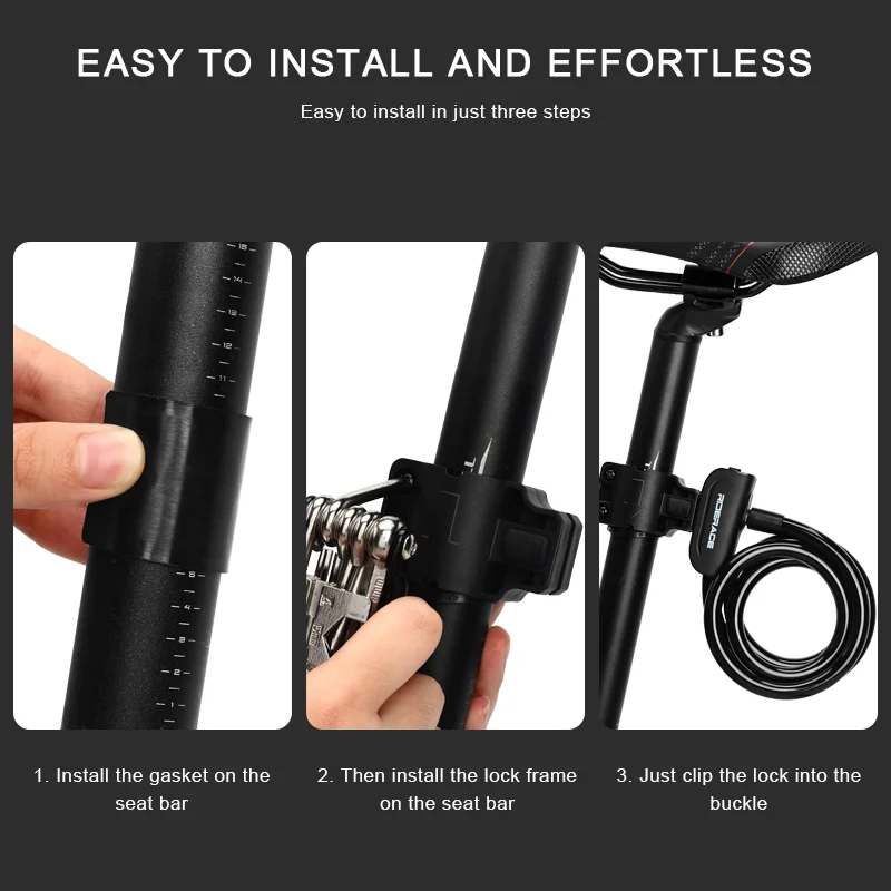 Fahrrad kabel schloss mountain bike tragbar anti-diebstahl ring schloss hohe sicherheit für roller elektro-e-bike rennrad fahren – Detail 9