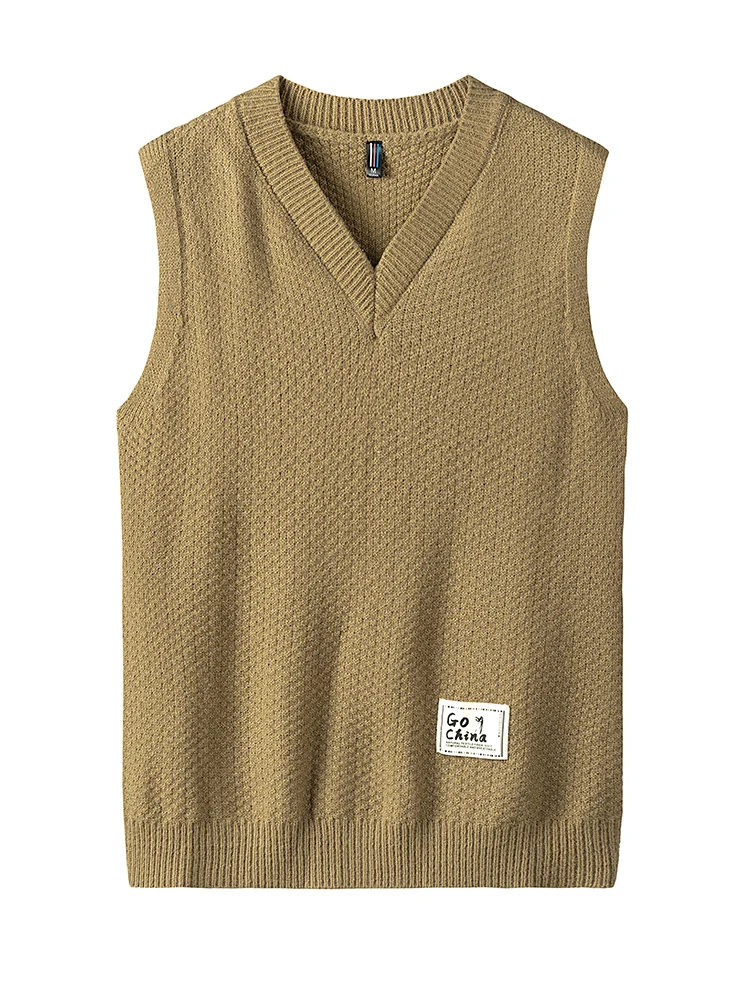 New Autumn and Winter Men's Knit Pullover Solid Color V-neck Shirt Men's Fashion Warm Casual Sweater Short Top Clothing 2