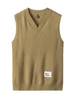 New Autumn and Winter Men's Knit Pullover Solid Color V-neck Shirt Men's Fashion Warm Casual Sweater Short Top Clothing 2