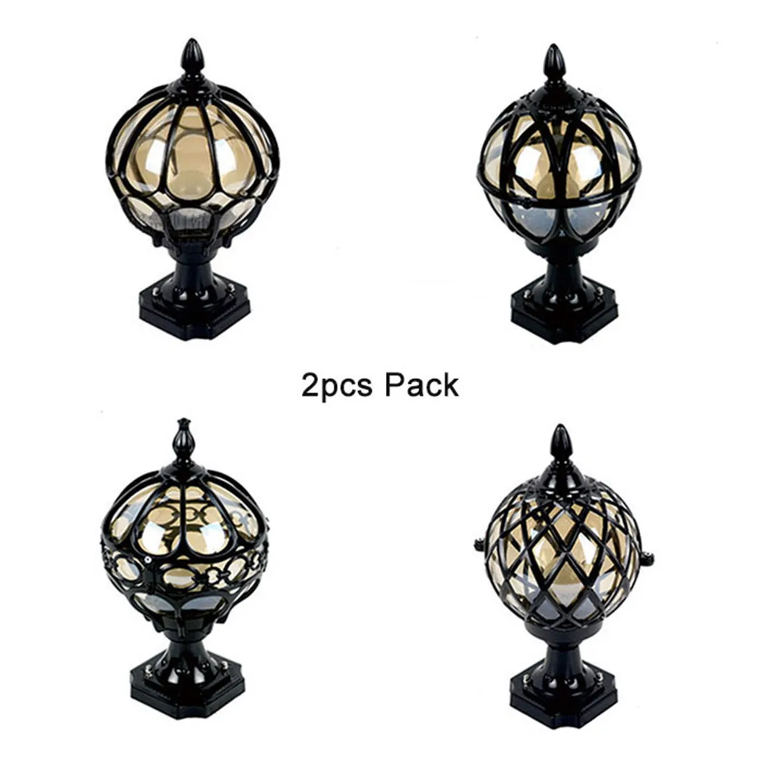 2pcs Pack Outdoor Pillar Lamp Wall Lamp European Globe Post Lamp Waterproof Exterior Black Round Ball Garden Yard Pillar Lights cities skylines european suburbia content creator pack pc