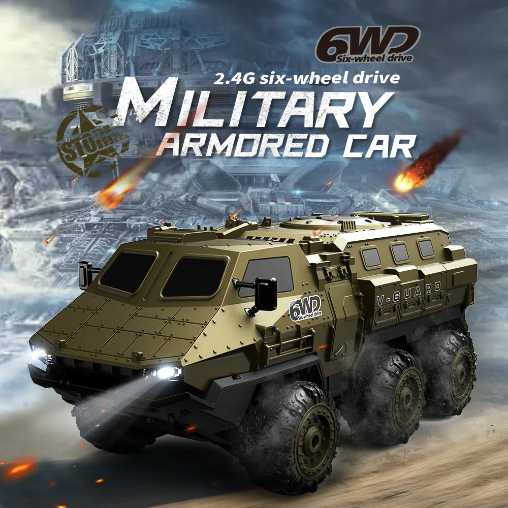 New 1:16 6WD Armored RC Car Simulation Military Transport Truck 360° Stunt High-speed Climbing 2.4G Remote Control Model Boy Toy 2