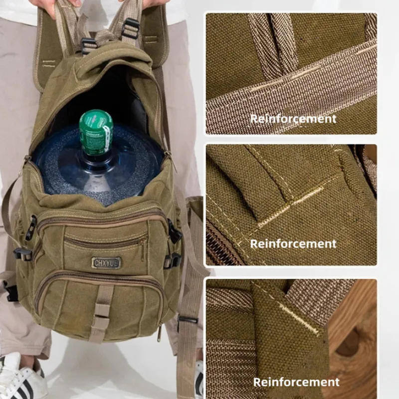Jamhoo Canvas Travel Backpack For Man Large Capacity Outdoor Mountain Rucksack Male Backpack Teen Sport School Bag Mochilas 5