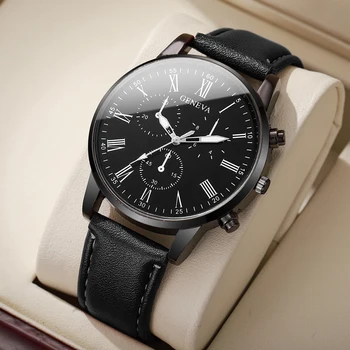 Fashion Men Business Watches Casual Leather Strap Mens