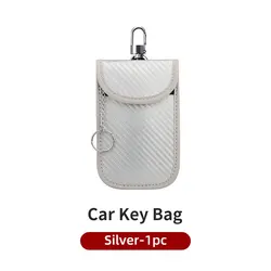 Faraday Car Key Signal Blocking Pouch - Keyless Entry Protection Case (Carbon silver - 1PCS)