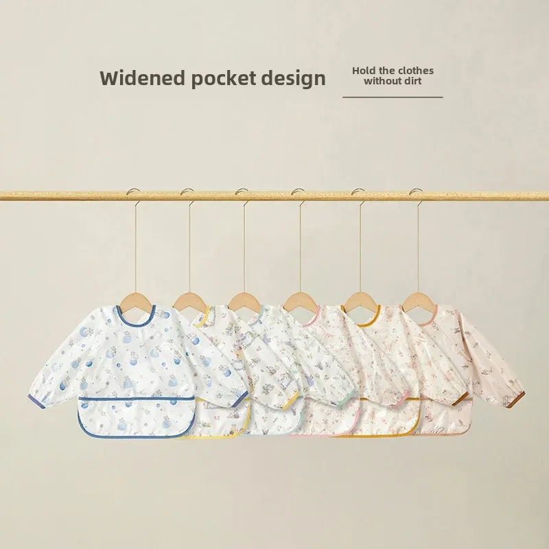 Korean Style Baby Bibs Long Sleeve Waterproof Oil-Proof Baby Feeding Smock Clothes Children's Apron for Eating