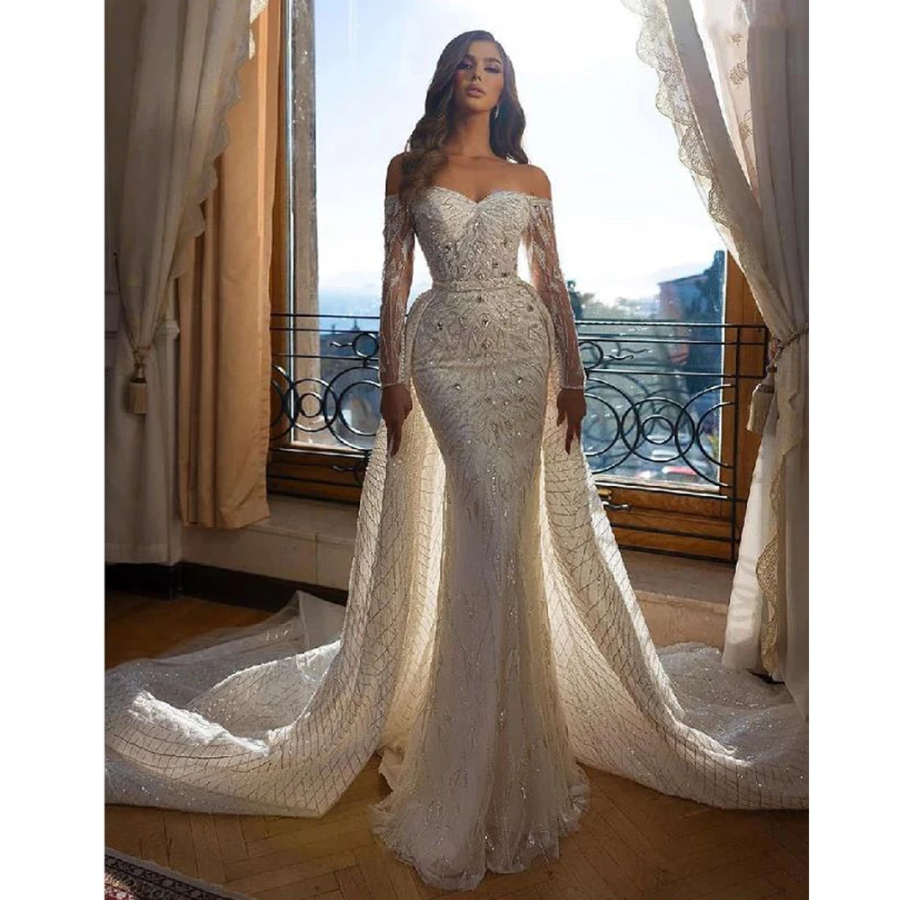 

Off the Shoulder Tulle 2023 Boho Wedding Dress for Women Princess Backless Sweetheart Mermaid Lace vestidos de graduación