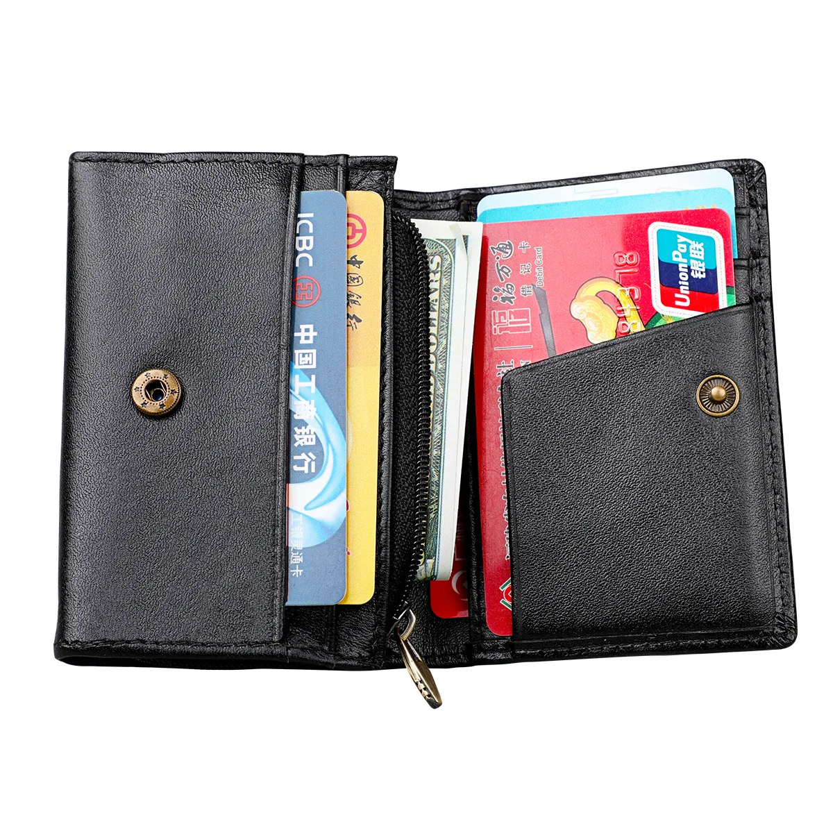 Billetera De Hombre De Cuero Genuino Clásico Corto Y Delgado A Prueba De Agua 2 Titular De Tarjeta De Crédito ID De Cuero Completo - China Diseñador De Cartera Corta Y Busins
