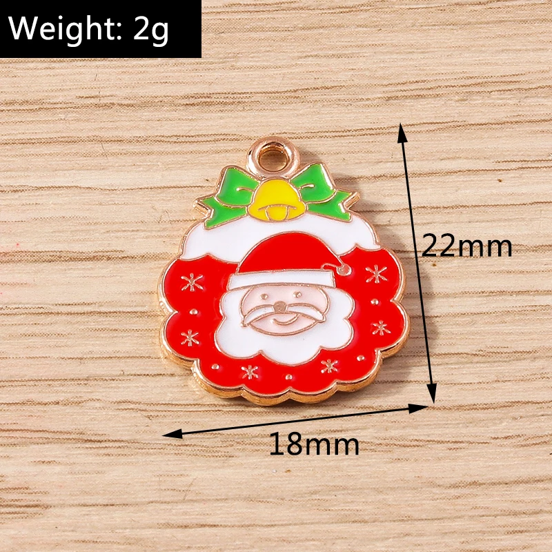 10 stücke Cartoon Hirsch Charms Emaille Weihnachten Santa Claus Charms Anhänger für Schmuck Herstellung Ohrringe Halsketten DIY Handwerk liefert – Detail 5