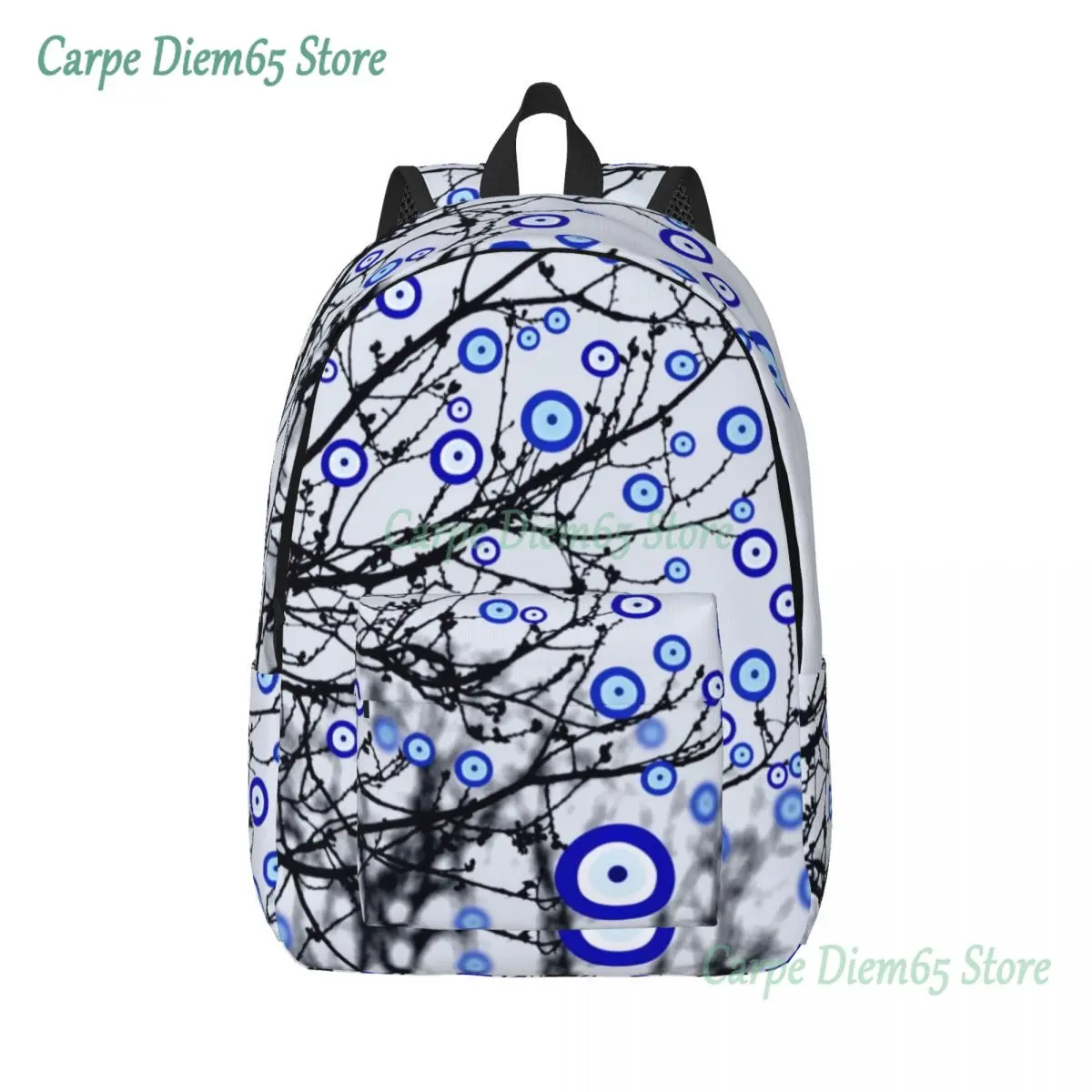 

Turkish Evil Eye Tree Canvas Backpacks for Women School College Students Bookbag Fits 15 Inch Laptop Mediterranean Amulet Bags
