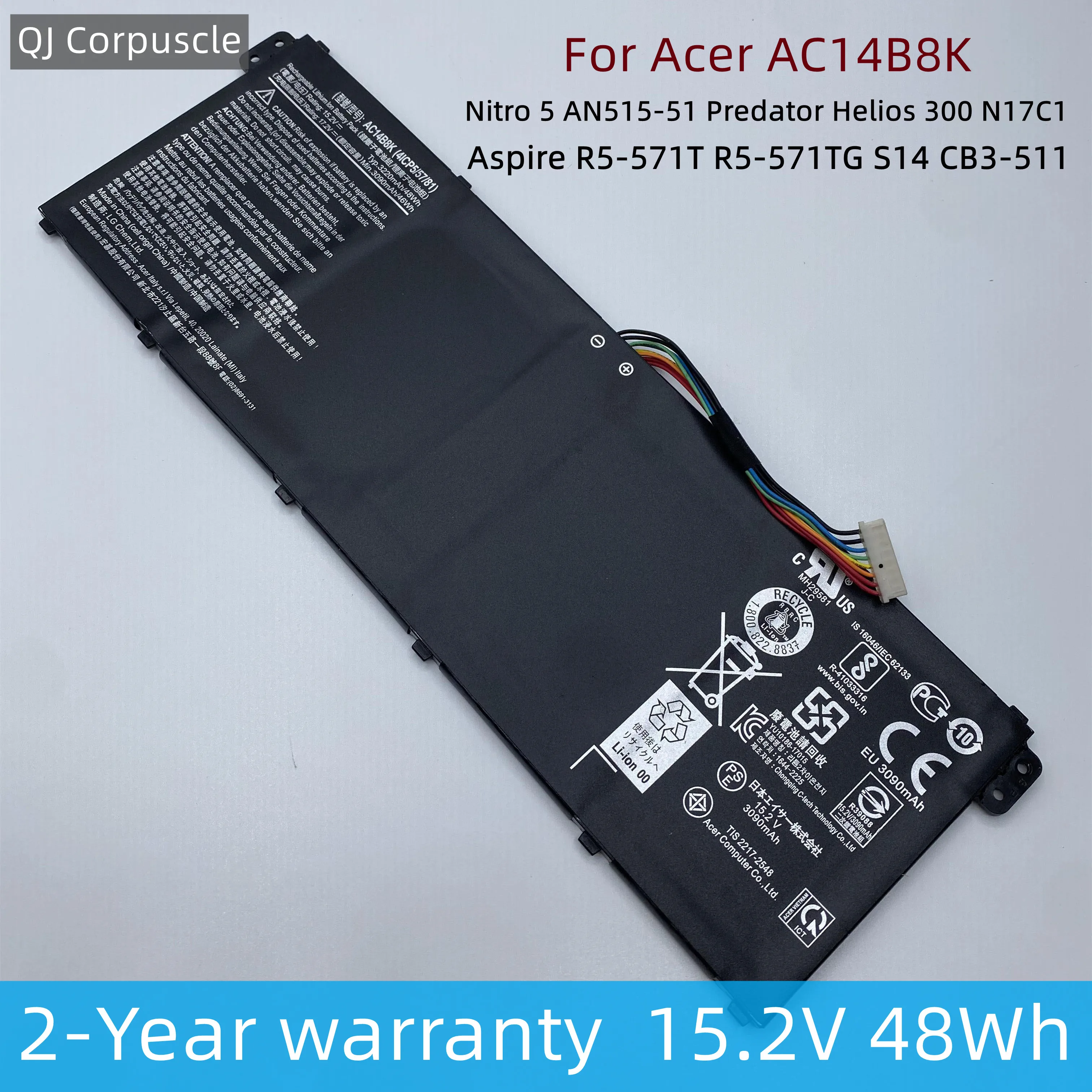 7XINbox 15.2V 48Wh AC14B8K Laptop Battery Battery Replacement for Acer Aspire E3-111 ES1-511 V3-111 V3-371 V5-132 E5-771G Chromebook 11 CB3-111 13 CB5-311 TravelMate B115-M 7XINbox 15.2V 48Wh AC14B8K Laptop Battery Battery Replacement for Acer Aspire E3-111 ES1-511 V3-111 V3-371 V5-132 E5-771G Chromebook 11 CB3-111 13 CB5-311 TravelMate B115-M