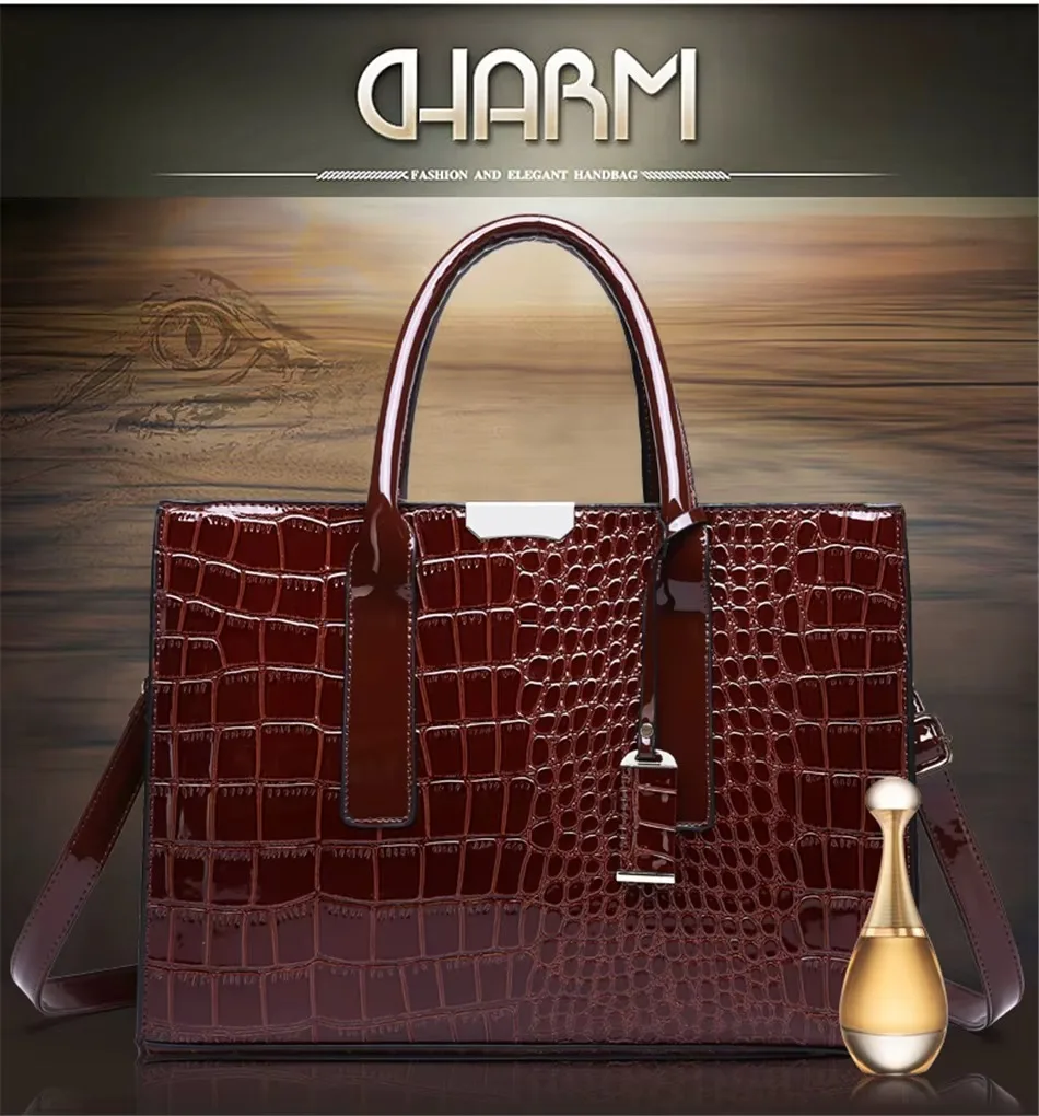 Large Capacity Crocodile Pattern Women Shoulder Tote Bag Leather Purses and Handbags for Women Designer Luxury Ladies Hand Bags
