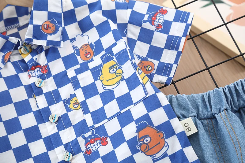 Children's clothing summer baby clothes girls letters short-sleeved suits boys lapel shirts shorts simple casual two-piece suit Baby Clothing Set for girl