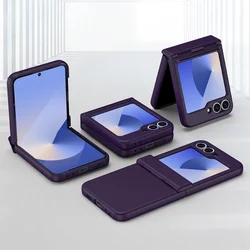 Matte Skin Texture 3 - in - 1 Magnetic Case with Hinge Protection and Wireless Charging Compatibility - Galaxy Zflip7 (Deep Purple)