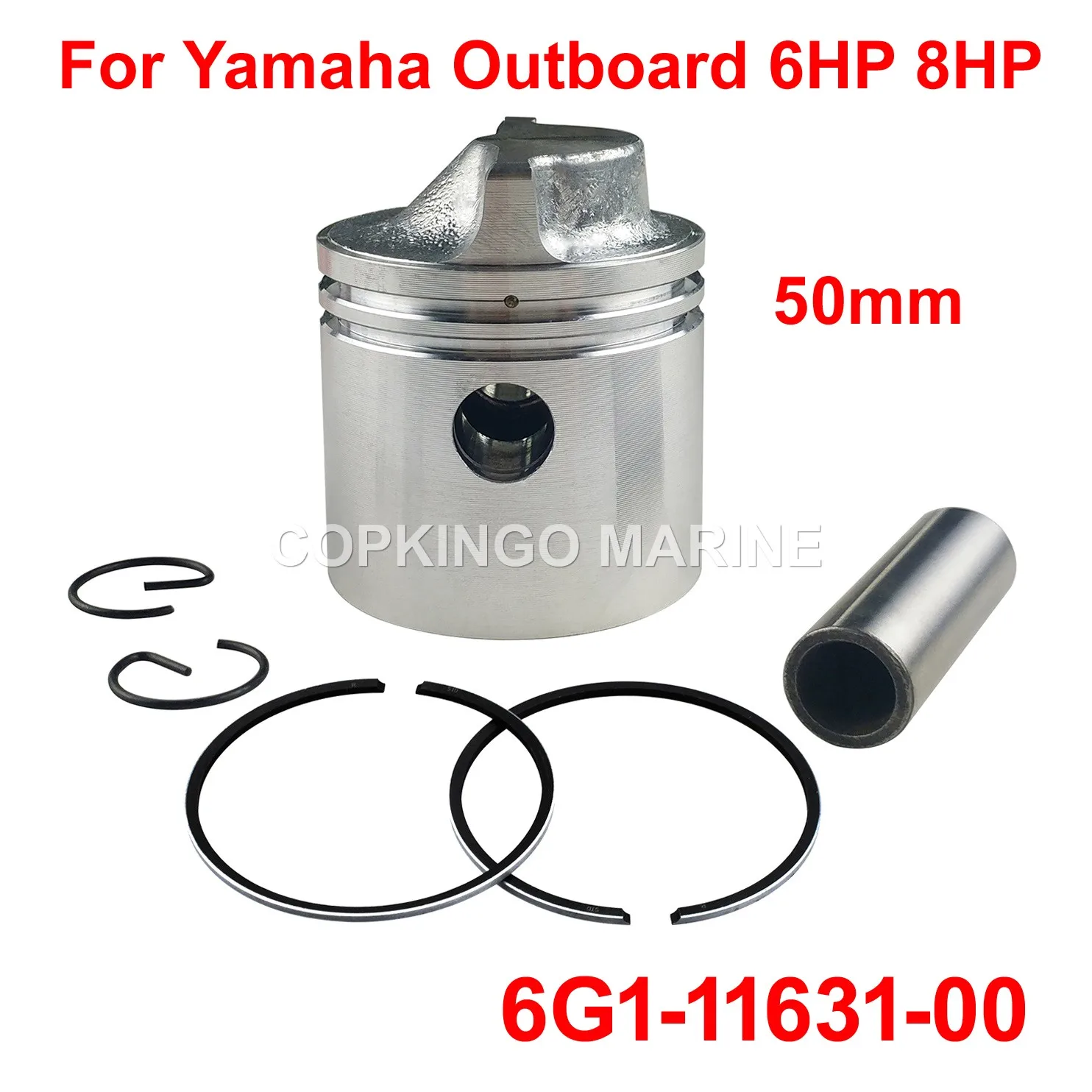

Boat Piston Kit Std 6G1-11631-00-98 For Yamaha Outboard Motor 2T 6HP 8HP; Dia.:50mm