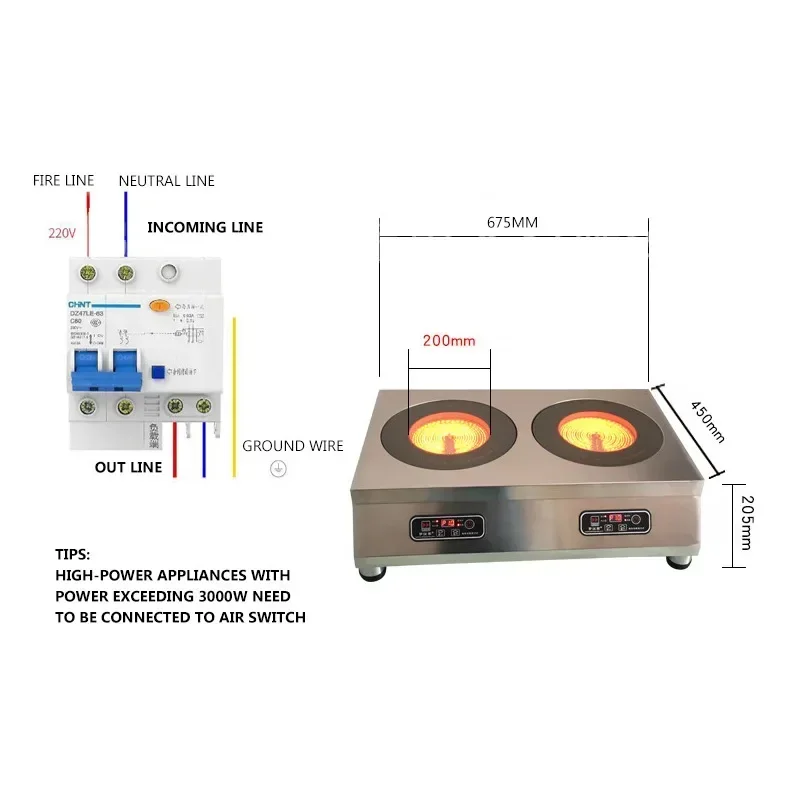 Double Electric Ceramic Stove Commercial Ceramic Cooktop Stainless Steel Stove Double Touch Desktop Induction Cooker 5