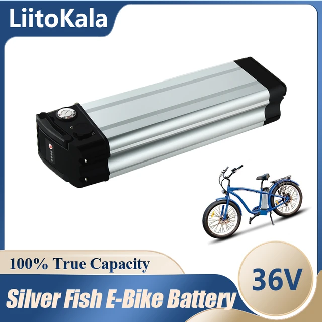 LiitoKala eBike Battery Seat Tube Silver Fish 36V 10Ah 12Ah 15Ah 20Ah 18650  Cell 350w 500w