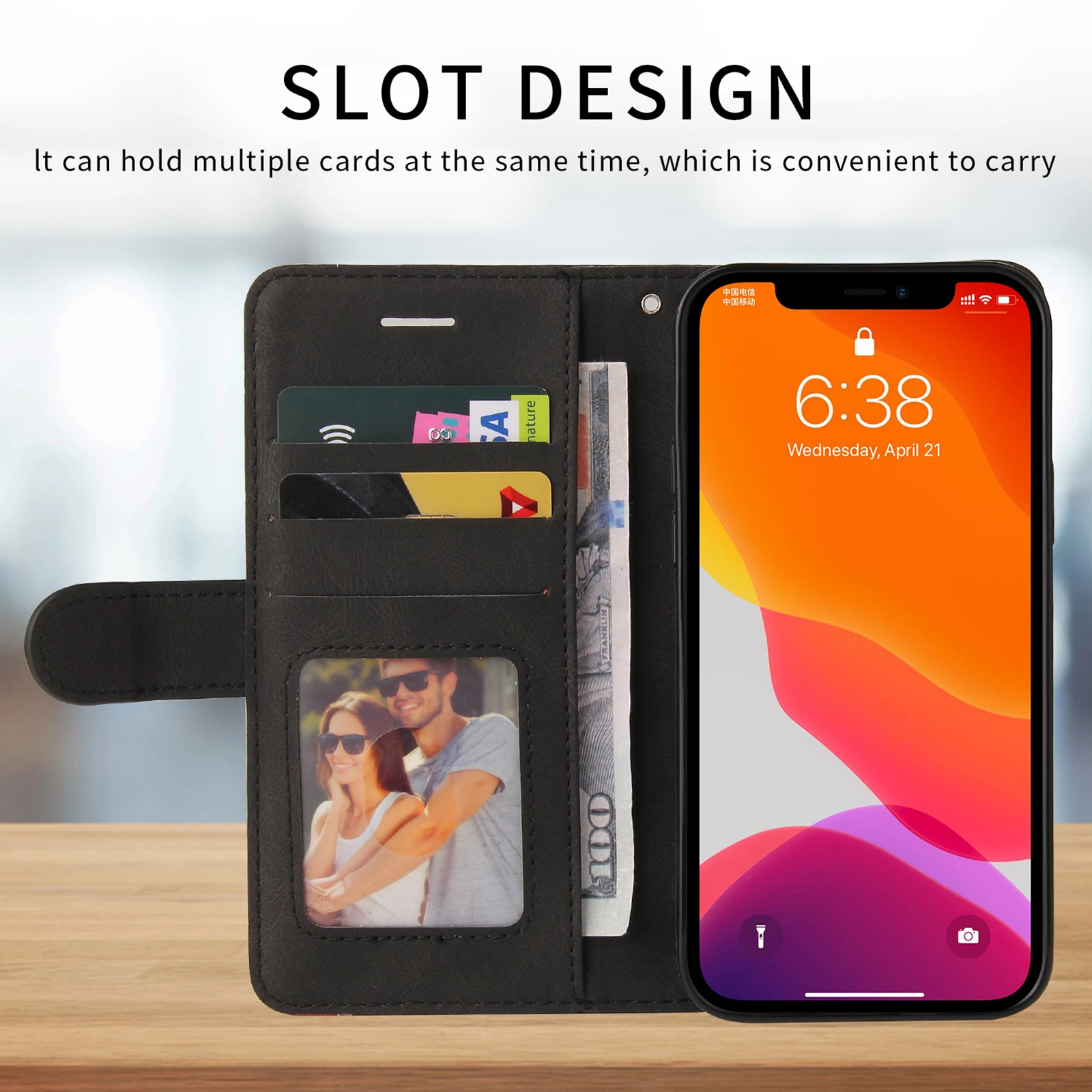 Secure Leather Anti-Theft Wallet Case with Magnetic Flip & Card Slot Cover