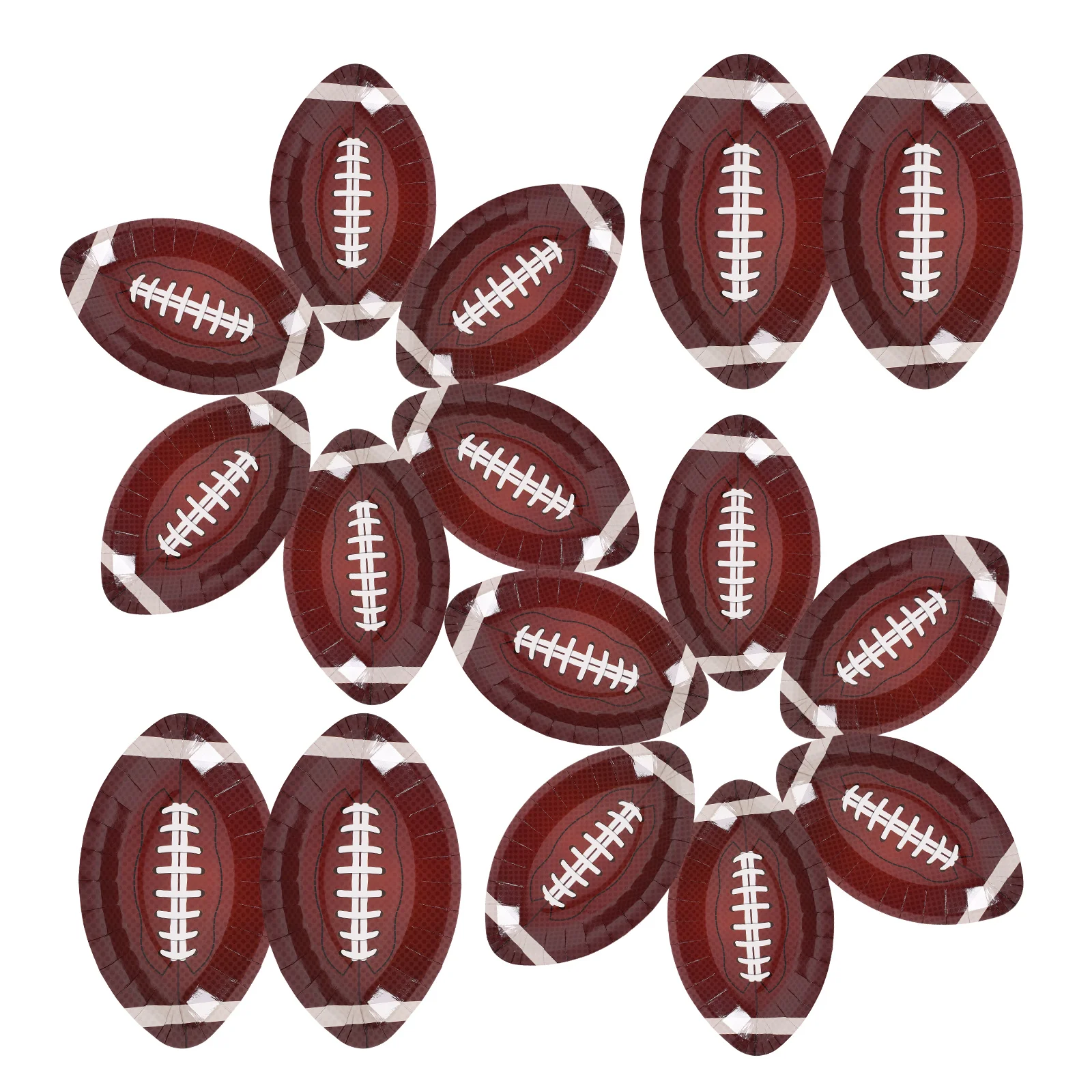 20pcs Football Paper Plates Disposable Oval Trays Deep Brown Rugby Theme Party Supplies Serving Plates Dessert Kitchen