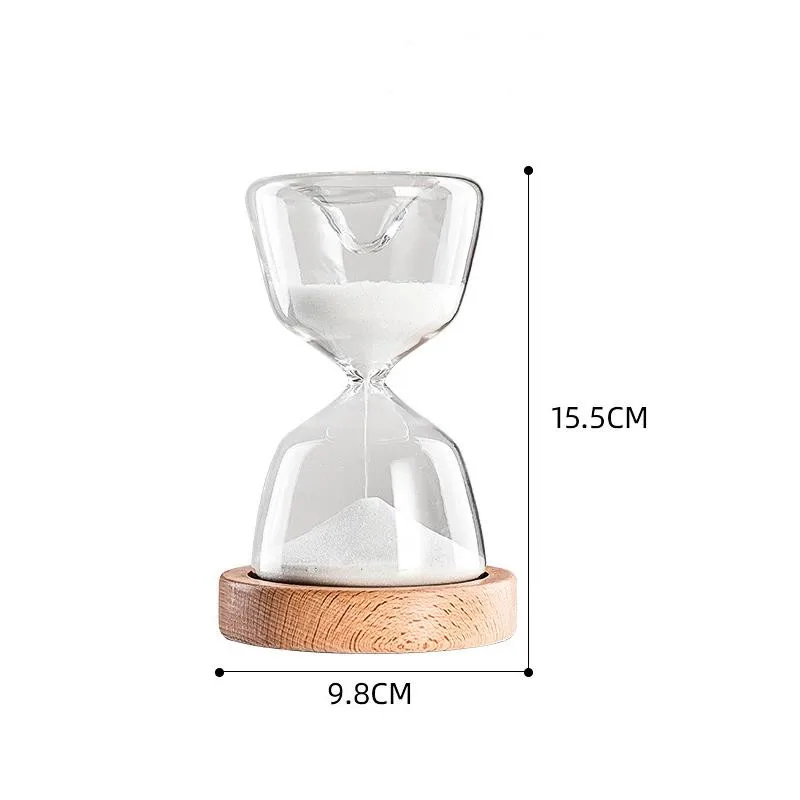 15 Minutes Hourglass Sand Timer Time Management Tool Creative Remote Control Glass Hourglass Ornaments Wood Bottom Night Light
