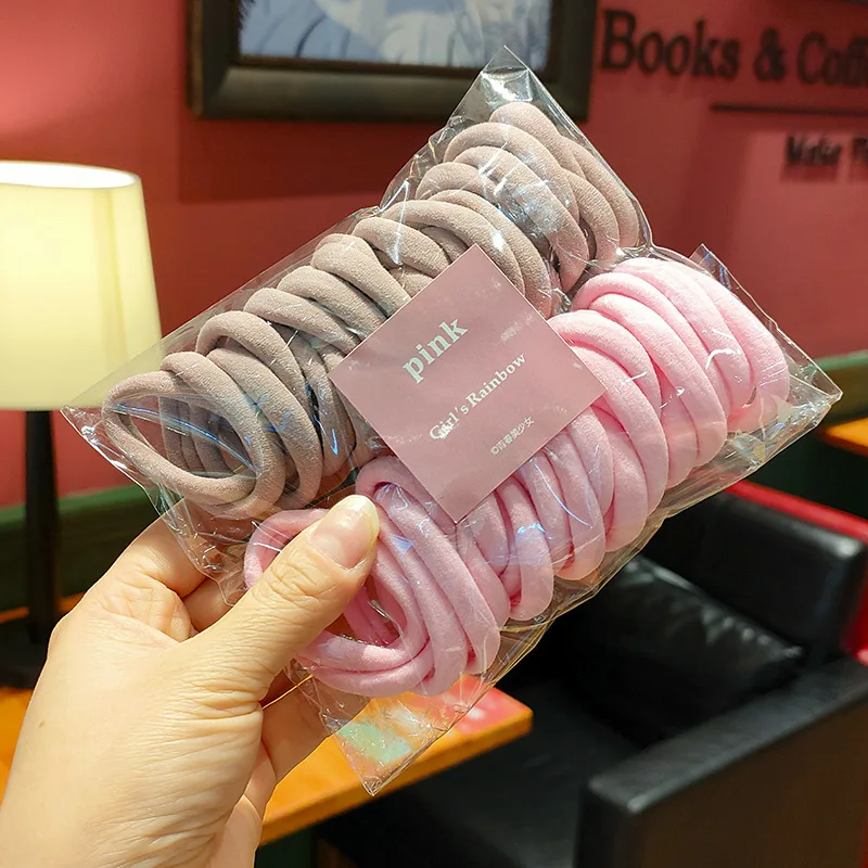 50Pcs 여자를위한 다채로운 기본 나일론 Ealstic 헤어 넥타이 포니 테일 잡아 Scrunchie 고무 밴드 여성 패션  헤어 액세서리