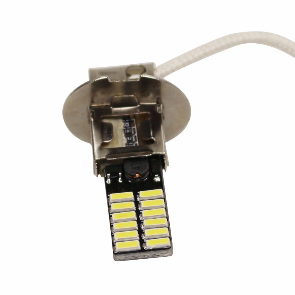 2개 H3 6500K 24-SMD 4014 핫 슈퍼 브라이트 차량용 안개등 LED 화이트 헤드 전구 DRL 램프