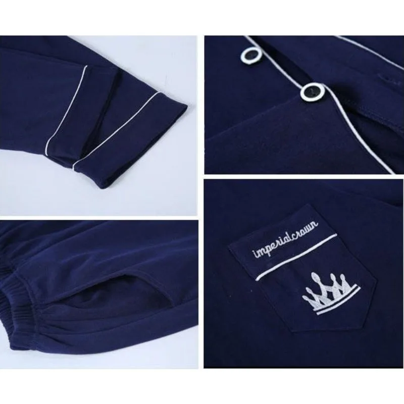 2024 New Pajamas Men's Long Sleeve Cotton Sleepwear Spring Autumn Young Men Homewear Autumn Winter Casual V-neck Loungewear Set