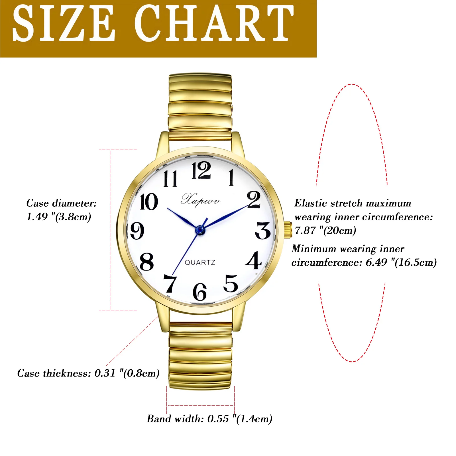 Lancardo Womens Ladies Large Numerals Big Dial Elderly Watch Stainless Steel Stretch Elastic Band Wristwatch Christmas Xmas Gift 3