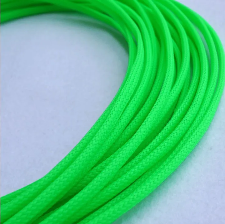 Heyiarbeit 5m PET Expandable Braided Cable Sleeve – Fluorescent Green, 3mm Width, Wire Organizer & Protector