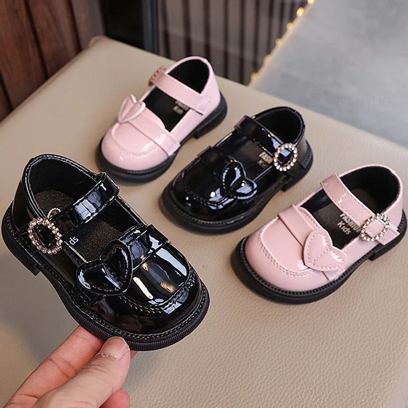 Crystal Girls Flats Shoes Kids Leather Shoes Baby Toddler Anti-Slippery Casual Footwear Child Single Infant First Walkers baby shoes soft sole shoes