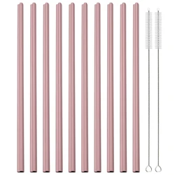 Heart - Shaped Reusable Stainless Steel Drinking Straws with Cleaning Brush - Ideal for Milkshakes, Cocktails, and Coffee (10pcs 2brush)
