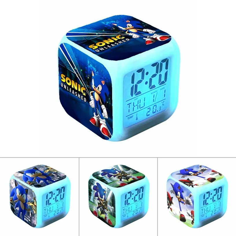 

Anime Cartoon Sonic The Hedgehog Digital Alarm Clock Multi-function Electronic Desktop Clocks Wake Up Apparatus for Students