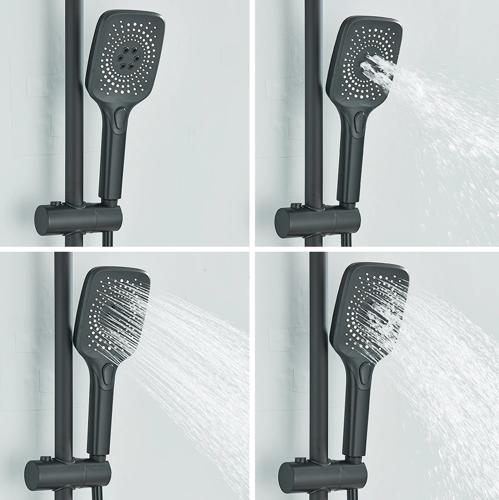 Piano Bathroom Shower Set SDSN Sanitary Ware Hot Cold Bathrooom Faucet Rain Shower Head Chrome Piano Bathroom Shower System 5