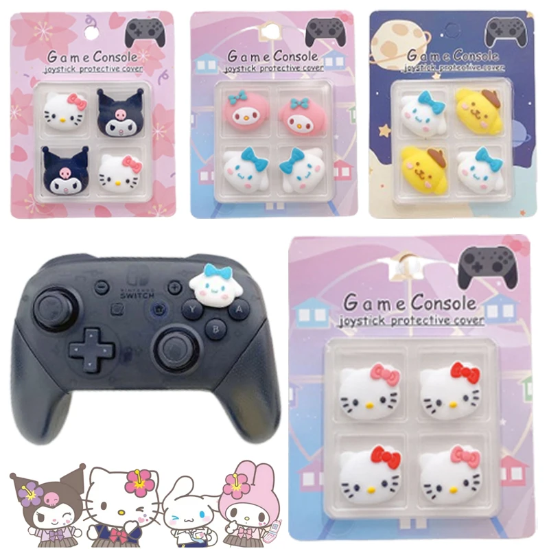 Gamepad Thumbstick Case 4pcs/box Sanrio Hello Kitty Cover for Nintendo Switch NS Lite OLED Cartoon Gamepad Thumbstick Case Joystick Protector Soft Shell