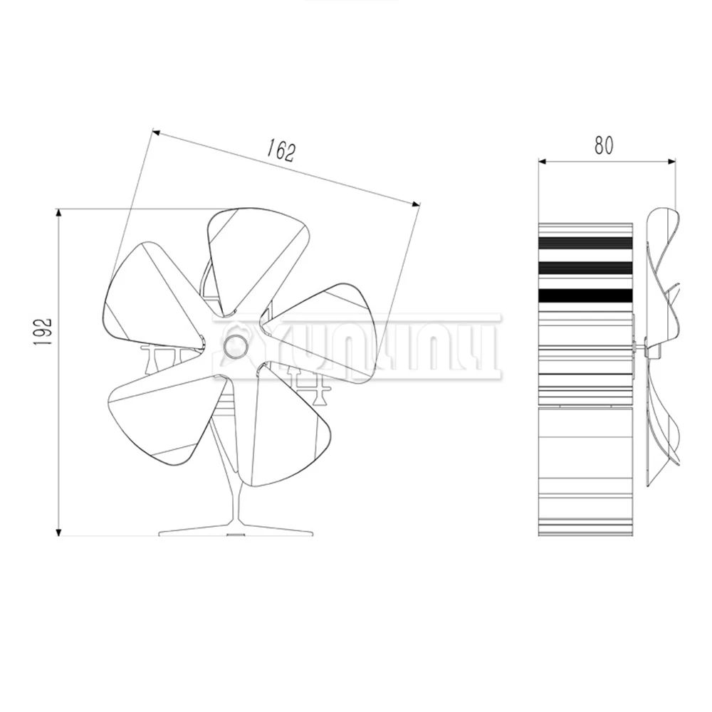 Black Fireplace 5 Blades Heat Powered Stove Fan,Home Efficient Heat Distribution,Thermal Power Fireplace Fan