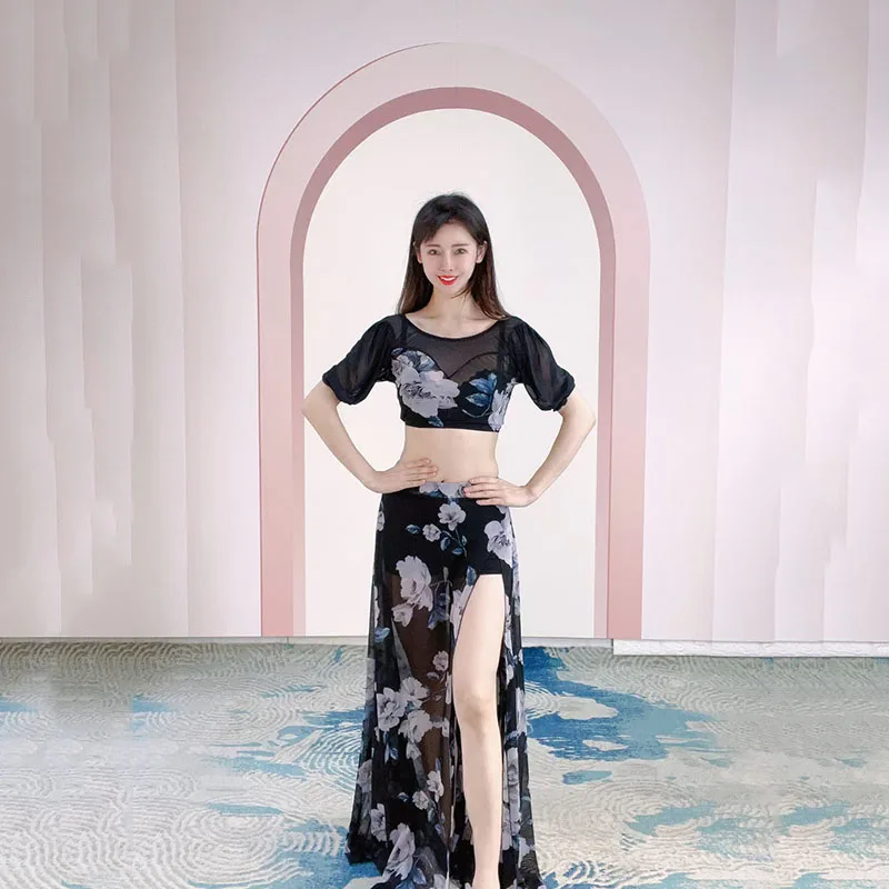 

Oriental Belly Dance Suit High-end Printing Belly Dance Training Suit Short Sleeve Belly Dance Shirt Belly Dance Suit 2023
