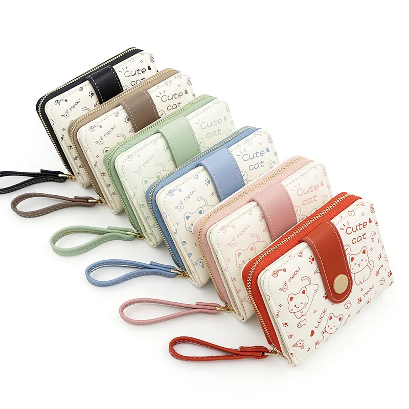 

Простой и милый кошелек в японском стиле для женщин с пряжкой и слотом для смены, сумка для переноски, многофункциональный короткий кошелек для женщин
