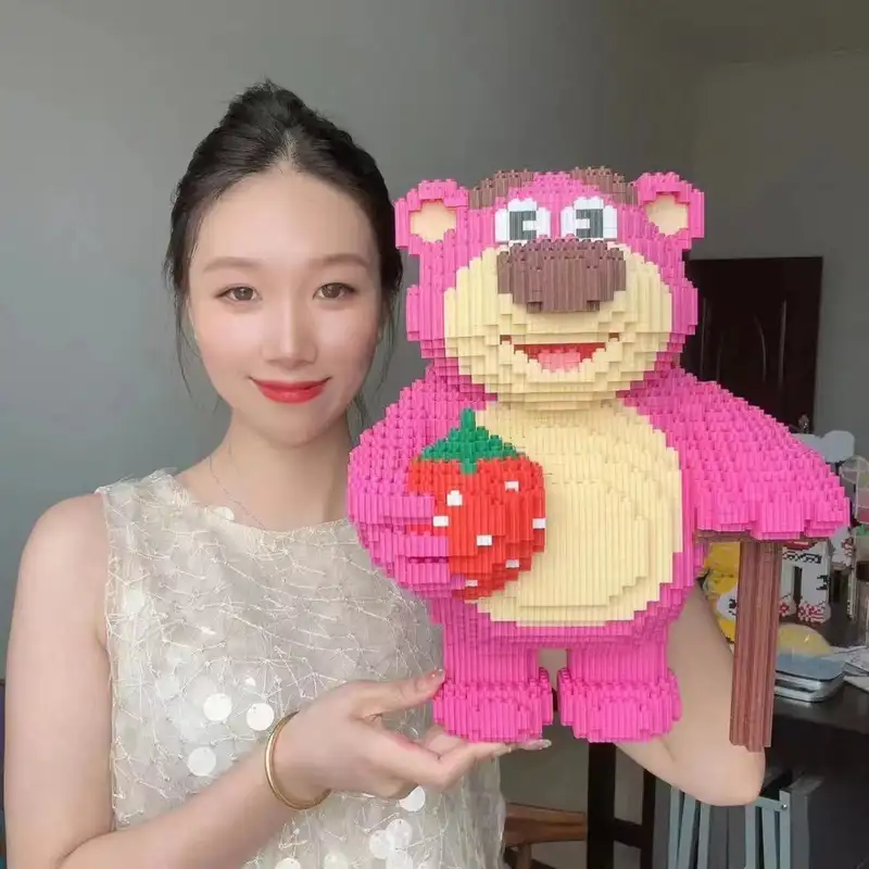 30CM Extra Large Strawberry Bear Block Assembly Toy Small Particle Lotso Girl Student Festival Gift Boy Puzzle Block - Image 3