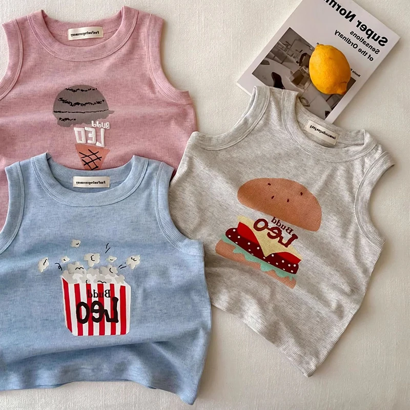 Ircomll Summer New Children's Vest Cute Cartoon Boy Girl Clothes Tank Top Kids Underwear Tops Sleeveless Cotton Tees 9M-6Y