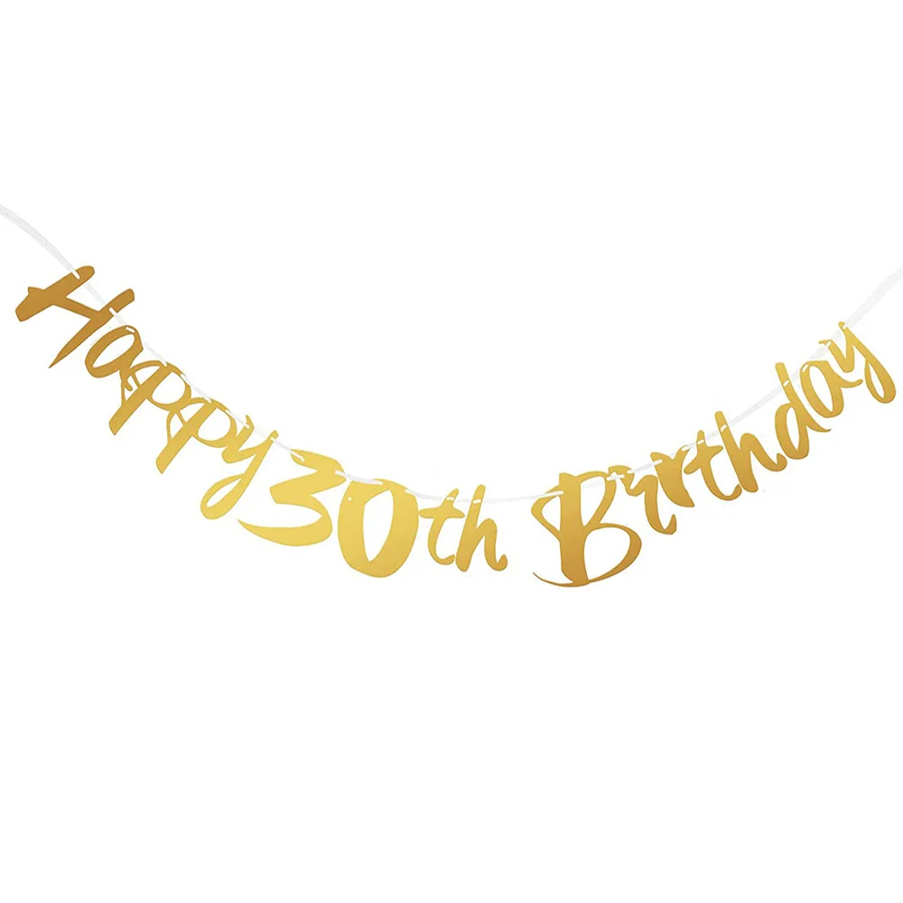 Elegant Black and Gold Paper Streamer Birthday and Anniversary Banner