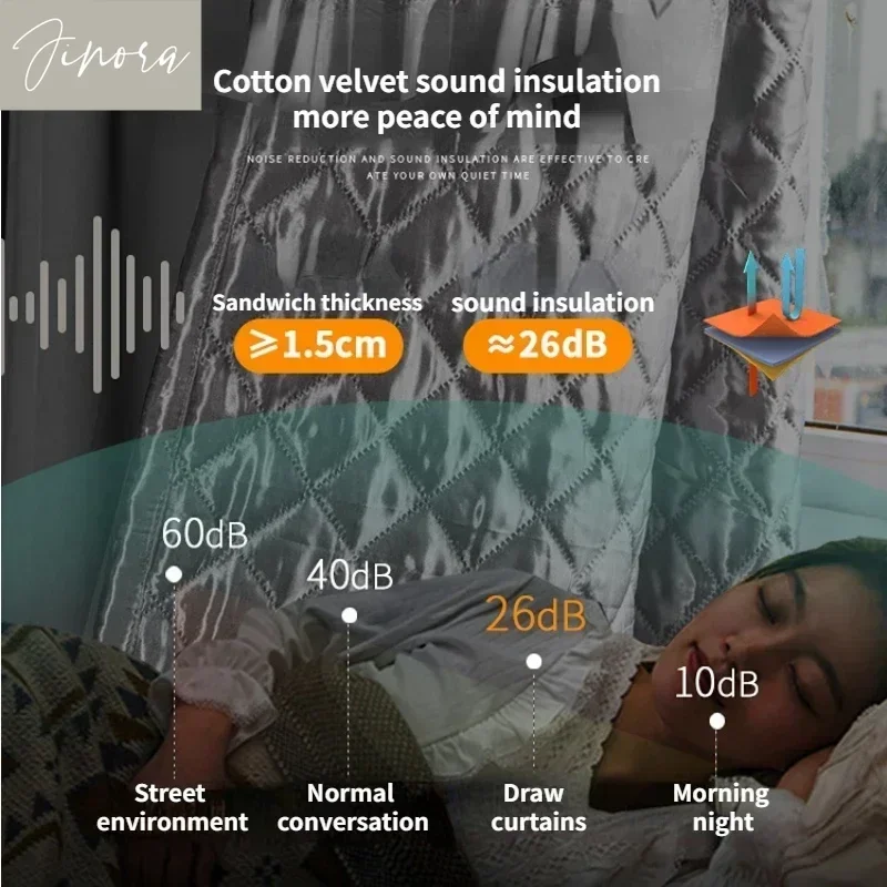 Blackout Soundproof Warm Curtains for Living Room Bedroom Thickened High Quality Windproof Noise Reduction Window Screen Custom 3