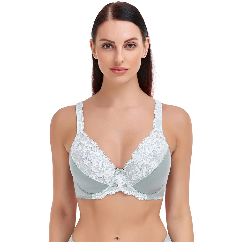 Women's Full Coverage Lace Bra Plus Size Bra Lager Bosom Embroidery Minimizer Bra For Women Thin Soft Bralette C D E F G H I J