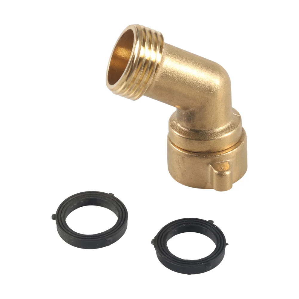 2 Pack Garden Hose Elbow Connector, 90 Degree And 45 Degree Brass Water Hose Adapter, 3/4" Brass Garden Elbow Adapter