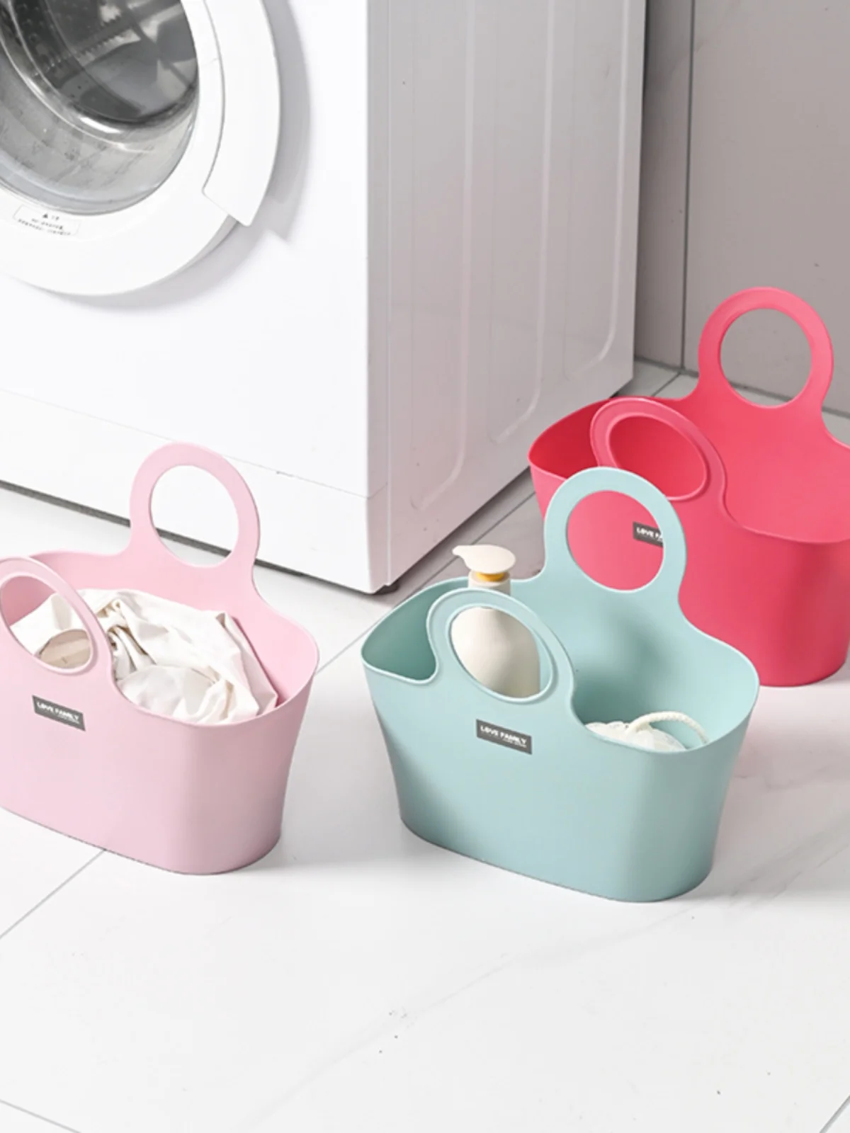 Soft Plastic Handheld Basket Bathing Batoom Storage Basket Women's Bathing Accories Blue Storage Basket Frame Bath Basket