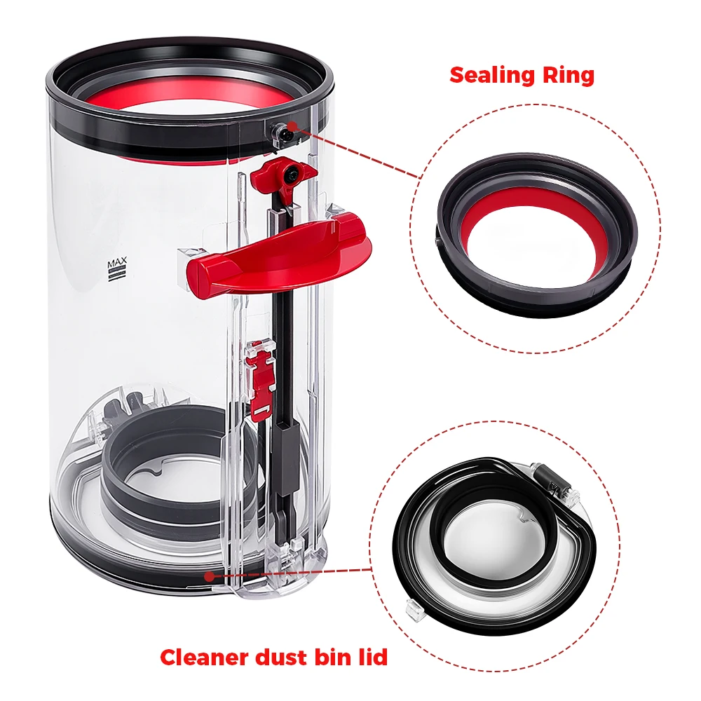 Universal Dust Bin Canister with Sealing Ring and Base Lid