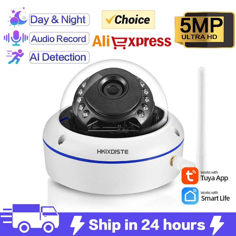5Mp Wireless Ip Security Tuya Smart Life Camera Audio Outdoor Street Wifi Cctv Dome Camera Videocamera Di Sorveglianza 1080P